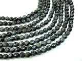 Black Labradorite, Larvikite, 8mm Faceted Round Beads, 14.5 Inch-BeadXpert