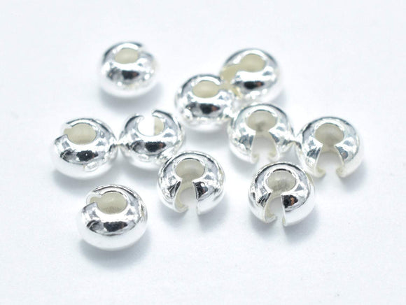 10pcs 925 Sterling Silver Crimp Cover, 4mm, 3mm thick-Metal Findings & Charms-BeadXpert