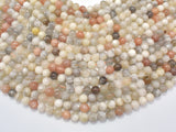 Mixed Moonstone Sunstone-Peach, White, Gray, 8mm (8.3mm) Round-Gems: Round & Faceted-BeadXpert