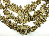 Coated Quartz Beads, Mystic Gold, Pointed Stick, Top Drilled, (8-12)mm x (12-32)mm-Gems: Nugget,Chips,Drop-BeadXpert