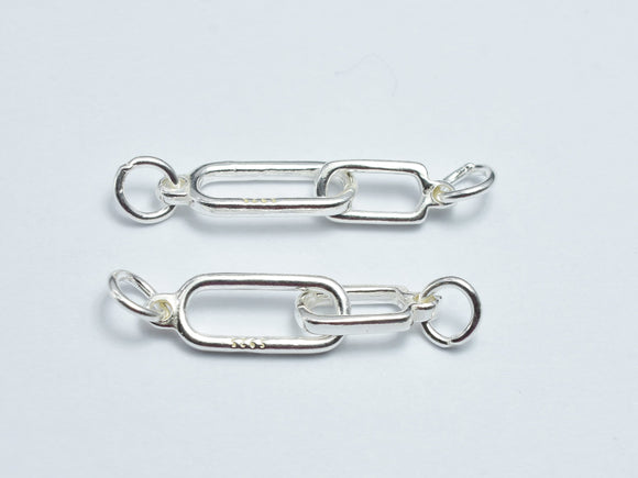 1pc 925 Sterling Silver Connector, 32x6mm, 16x6mm & 11.5x5.6mm Oval Ring-BeadXpert