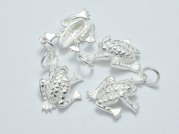 1pc 925 Sterling Silver Charms, Frog Charms, 16x12mm-BeadXpert