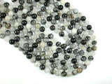 Black Rutilated Quartz Beads, 8mm Round Beads-Gems: Round & Faceted-BeadXpert