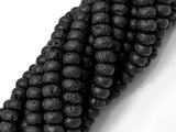 Black Lava Beads, 5x8mm Rondelle Beads-Gems:Assorted Shape-BeadXpert