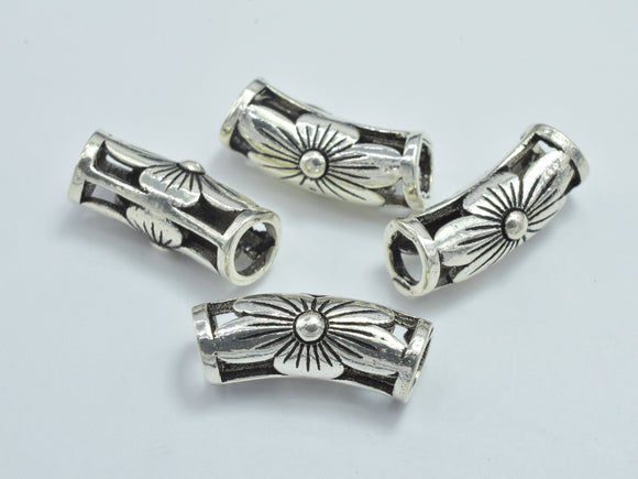 1pcs 925 Sterling Silver Tube-Antique Silver, Filigree Curved Tube, 6x17mm-Metal Findings & Charms-BeadXpert