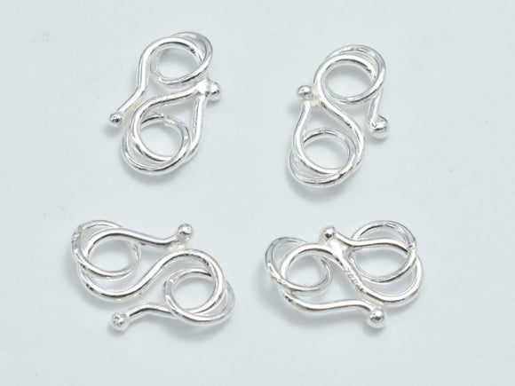 4pcs 925 Sterling Silver S Clasps, S Hook Clasp Connector, S Clasp, 9x6mm-BeadXpert