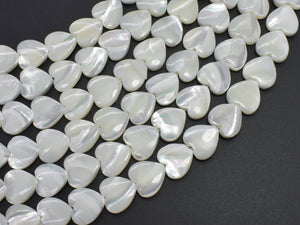 Mother of Pearl, MOP, White, 12mm Heart-BeadXpert