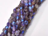 Mystic Coated Super Seven Beads, Cacoxenite Amethyst, AB Coated, 6x8mm Nugget-Gems: Nugget,Chips,Drop-BeadXpert