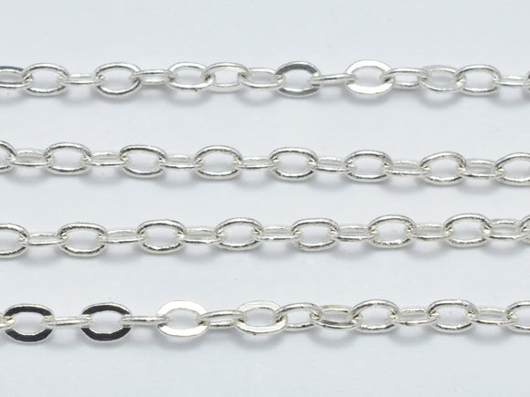 3m (9.9feet) Silver Plated Oval Chain, Brass Oval Chain, Jewelry Chain, 1.8x2.6mm-BeadXpert