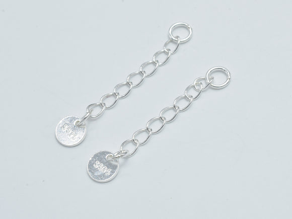 4pcs 925 Sterling Silver Extension Chain, 30mm Long, 2.5mm Width-Metal Findings & Charms-BeadXpert