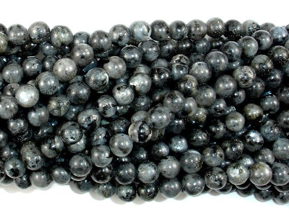 Black Labradorite Beads, Larvikite, Round, 6mm-BeadXpert