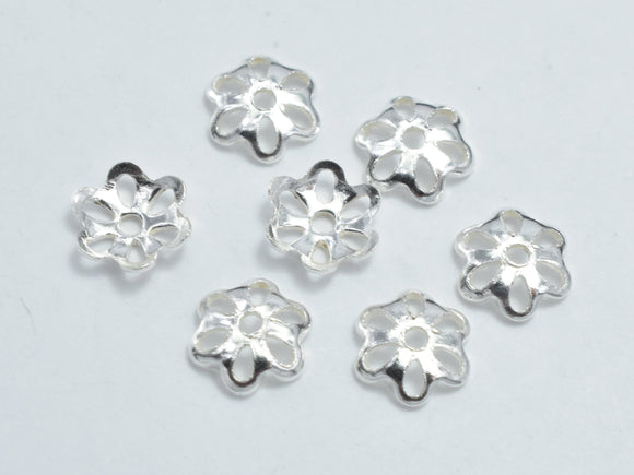 40pcs 925 Sterling Silver Bead Caps, 5x1.2mm Flower Bead Caps-Metal Findings & Charms-BeadXpert