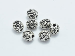 4pcs 925 Sterling Silver Beads-Antique Silver, Drum Beads, Spacer Beads, 5x5.6mm-Metal Findings & Charms-BeadXpert