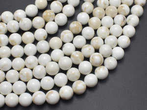 White Howlite, Round, 8mm, 15.5 Inch-BeadXpert