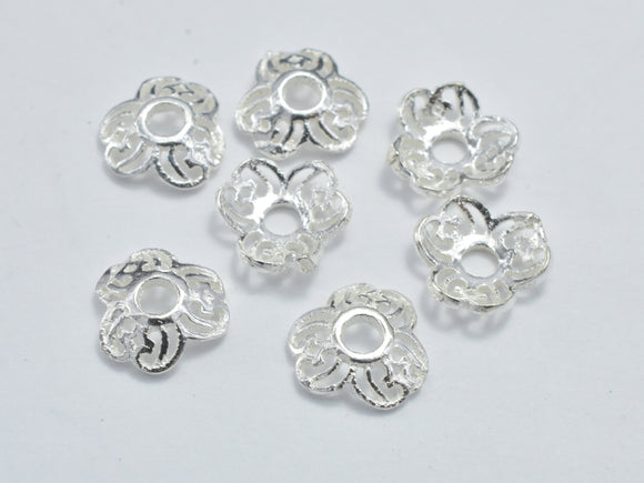 20pcs 925 Sterling Silver Bead Caps, 5x1.3mm Flower Bead Caps-Metal Findings & Charms-BeadXpert