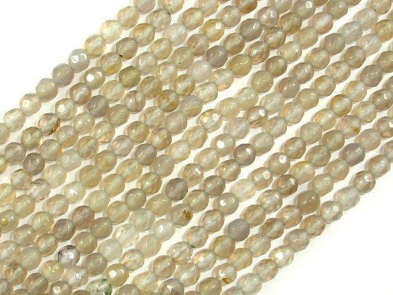 Gray Agate Beads, 4mm Faceted Round-Agate: Round & Faceted-BeadXpert