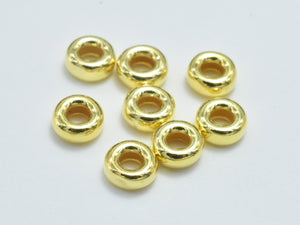 25pcs 24K Gold Vermeil Beads, 925 Sterling Silver Spacer, 3.5mm Rondelle Spacer-Metal Findings & Charms-BeadXpert