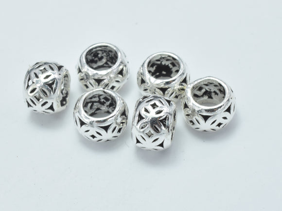 4pcs 925 Sterling Silver Beads-Antique Silver, Filigree Rondelle Beads, Big Hole Spacer Beads, 7x4.8mm-Metal Findings & Charms-BeadXpert