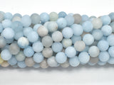 Matte Aquamarine Beads, 8mm (8.5mm) Round-BeadXpert