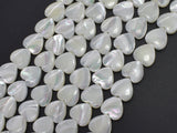 Mother of Pearl, MOP, White, 12mm Heart-BeadXpert