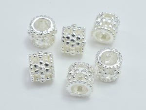 4pcs 925 Sterling Silver Beads, 5x4.5mm Tube Beads, Big Hole Filigree Beads-Metal Findings & Charms-BeadXpert
