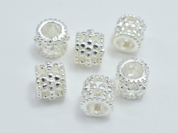 4pcs 925 Sterling Silver Beads, 5x4.5mm Tube Beads, Big Hole Filigree Beads-Metal Findings & Charms-BeadXpert
