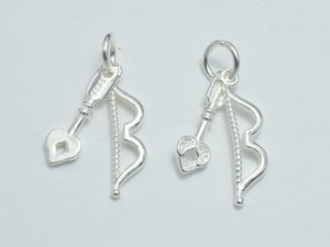 2sets 925 Sterling Silver Charms, Bow and Arrow Charms, Bow 19x5mm, Arrow 16x5mm-BeadXpert