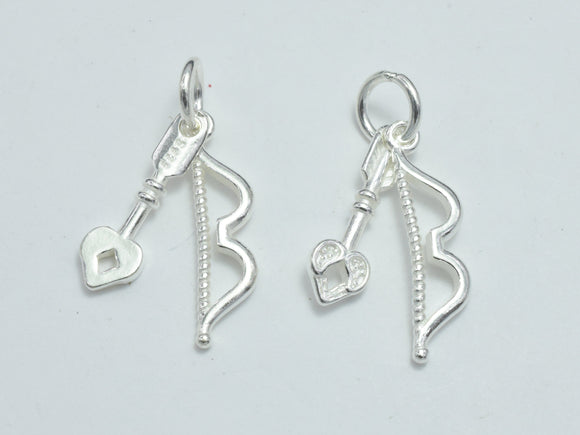 2sets 925 Sterling Silver Charms, Bow and Arrow Charms, Bow 19x5mm, Arrow 16x5mm-BeadXpert