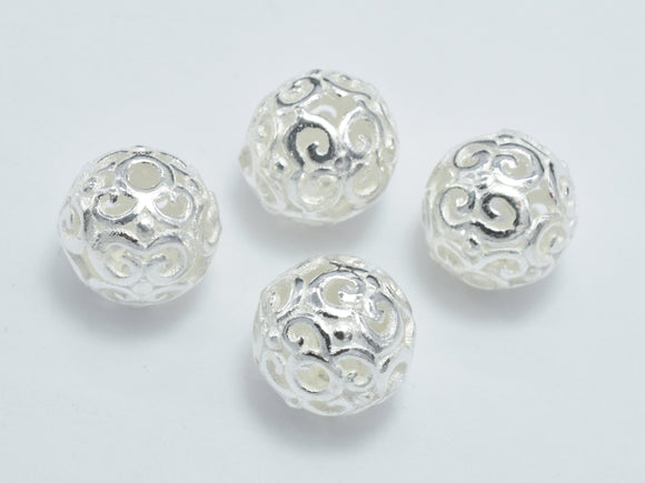 2pcs 8.5mm 925 Sterling Silver Beads, 8.5mm Filigree Round Beads-Metal Findings & Charms-BeadXpert