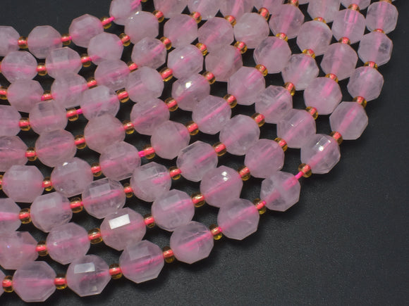 Rose Quartz Beads, 8mm Faceted Prism Double Point Cut-Gems: Round & Faceted-BeadXpert