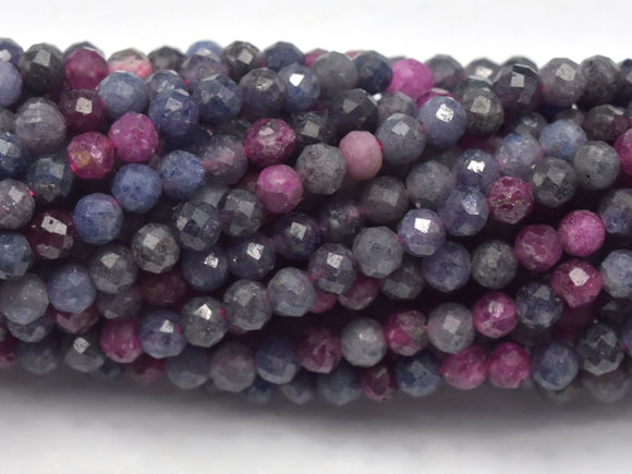 Blue Sapphire, Ruby, 3mm (3.3mm) Micro Faceted Round-Gems: Round & Faceted-BeadXpert