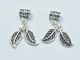 1pc 925 Sterling Silver Charm-Antique Silver, Leaf 6x14mm-Metal Findings & Charms-BeadXpert