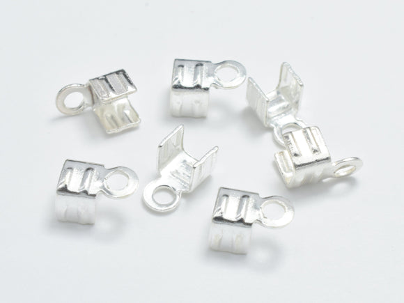 10pcs 925 Sterling Silver Cord Ends, Fold Over Cord Ends, 6x4mm, Inner 2.8mm-BeadXpert