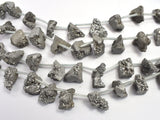 Raw Druzy Quartz Geode - Coated Silver, Approx. 15x18mm Nugget-BeadXpert