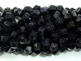 Blue Goldstone Beads, 8mm (7.5mm) Star Cut Faceted Round-Gems: Round & Faceted-BeadXpert