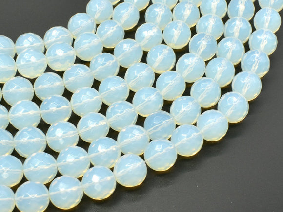 White Opalite Beads, 12mm Faceted Round Beads-Gems: Round & Faceted-BeadXpert