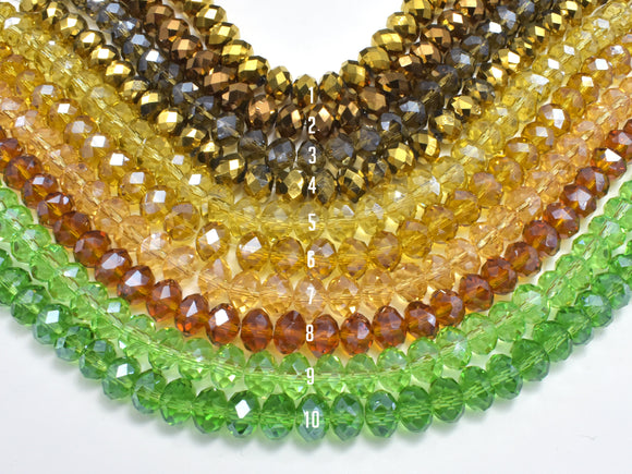 2 strands Crystal Glass Beads, 6x8mm Faceted Rondell Beads, 8 Inch-Pearls & Glass-BeadXpert