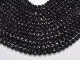 Black Tourmaline Beads, 8mm (8.4mm) Faceted Round-Gems: Round & Faceted-BeadXpert