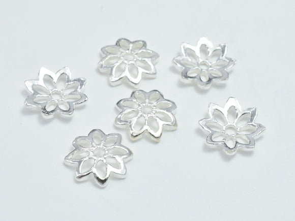 10pcs 925 Sterling Silver Bead Caps, 8x1.7mm Flower Bead Caps-Metal Findings & Charms-BeadXpert