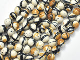 Rain Flower Stone, Creamy White, Black, 8mm Round Beads-Gems: Round & Faceted-BeadXpert