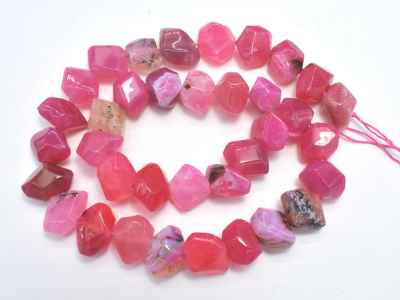 Agate Beads-Pink, 11x14mm Faceted Nugget Beads-BeadXpert