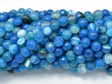 Banded Agate Beads, Striped Agate, Blue, 6mm Faceted Round-Agate: Round & Faceted-BeadXpert