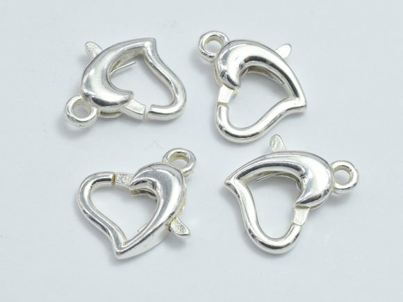 2pc 925 Sterling Silver Clasp, Heart Clasp, 10x9mm-BeadXpert