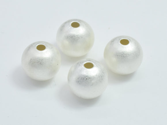 4pcs Matte 925 Sterling Silver Beads, 8mm Round Beads-Metal Findings & Charms-BeadXpert