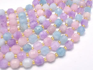 Aquamarine, Lavender Amethyst, Rose Quartz, 8mm Faceted Prism Double Point Cut-Gems: Round & Faceted-BeadXpert