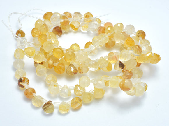 Yellow Quartz Beads, 7.5mm Faceted Teardrop Beads-BeadXpert