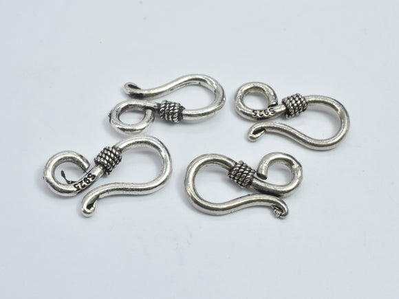 2pcs 925 Sterling Silver S Hook Clasps, S Hook Clasps Connector, 16x8mm-Metal Findings & Charms-BeadXpert