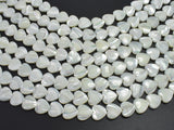 Mother of Pearl, MOP, White, 12mm Heart-BeadXpert