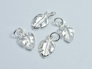 2pcs 925 Sterling Silver Charms, Leaf Charms, 13x9mm-BeadXpert