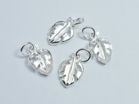 2pcs 925 Sterling Silver Charms, Leaf Charms, 13x9mm-BeadXpert